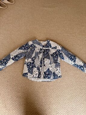 Altar'd State Blue and White Floral Quilted Jacket